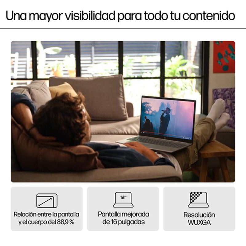 Reacondicionado | HP Pavilion 16-af0023ns Intel Core Ultra 5 125U Portátil 40,6 cm (16") 2K 16 GB LPDDR5x-SDRAM 512 GB SSD Wi-Fi 6 (802.11ax) Windows 11 Home Azul - Imagen 12