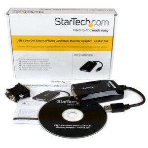 StarTech.com Cable Adaptador USB 3.0 a DVI / VGA - 2048x1152 - Adaptador Gráfico Externo de Vídeo - Convertidor Externo de Vídeo para un Monitor Externo - Compatible con Mac y Windows