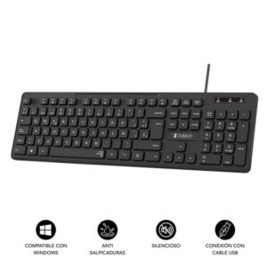 TECLADO SUBBLIM USB ERGO BUSINESS SILENT BLACK