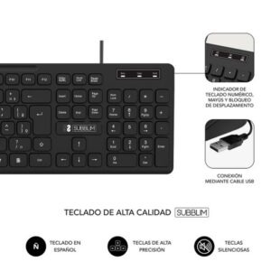 TECLADO SUBBLIM USB ERGO BUSINESS SILENT BLACK