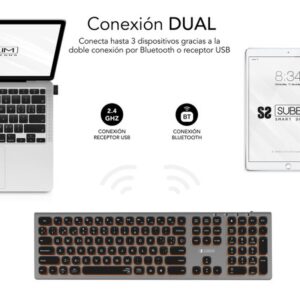 TECLADO SUBBLIM BLUETOOTH / 2.4GHZ DUAL MASTER ILUMINADO GREY/BLACK