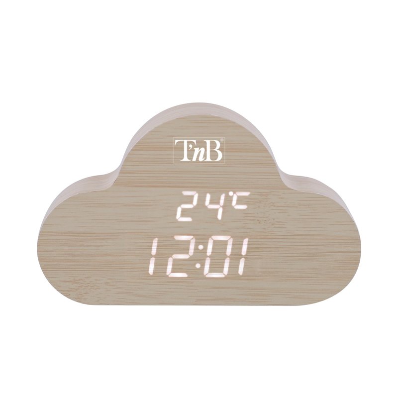TNB JOY - Reloj LED con 3 alarmas en la nube - efecto madera