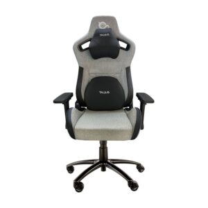Talius silla Raptor gaming negra/gris tela transpirable, 4D, Frog, base metal, ruedas nylon