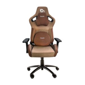 Talius silla Raptor gaming negra/marron tela transpirable, 4D, Frog, base metal, ruedas nylon