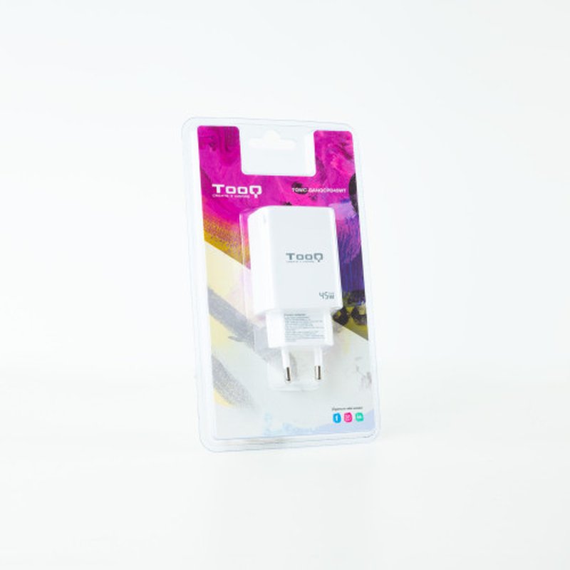 TooQ Cargador de Pared GaN USB-C/PD + USB-A/QC 45W, Blanco - Imagen 2