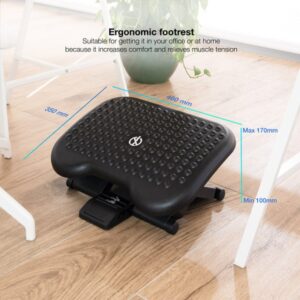 TooQ Reposapiés Ajustable en Altura e Inclinación, Negro TooQ Reposapiés Ajustable en Altura e Inclinación, Negro