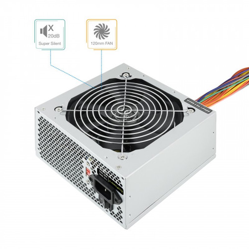 TooQ TQEP-500S-INT unidad de fuente de alimentación 500 W 24-pin ATX ATX Plata - Imagen 4