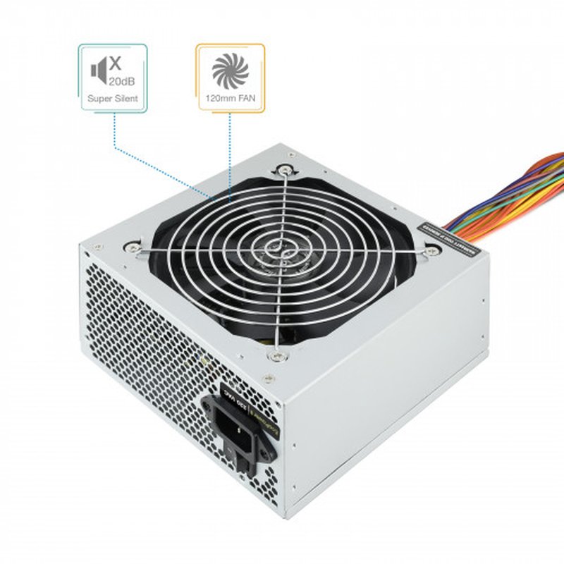 TooQ TQEP-500SSE unidad de fuente de alimentación 500 W 24-pin ATX ATX Plata - Imagen 3
