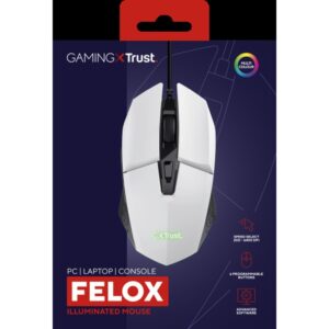Trust GXT 109W Felox ratón Juego mano derecha USB tipo A Óptico 6400 DPI