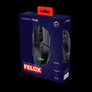 Trust GXT 109 Felox ratón Juego mano derecha USB tipo A Óptico 6400 DPI Trust GXT 109 Felox ratón Juego mano derecha USB tipo A Óptico 6400 DPI