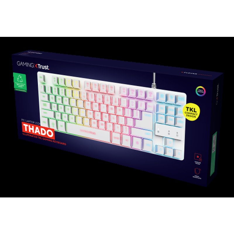 Trust GXT 833W Thado teclado Juego USB QWERTY Español Blanco - Imagen 8