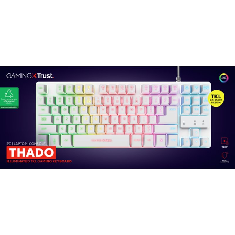 Trust GXT 833W Thado teclado Juego USB QWERTY Español Blanco - Imagen 9