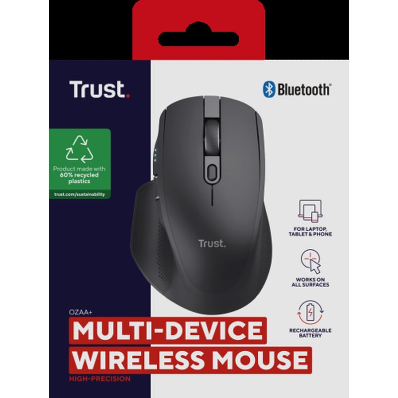 Trust Ozaa+ ratón mano derecha RF Wireless + Bluetooth Óptico 3200 DPI - Imagen 8