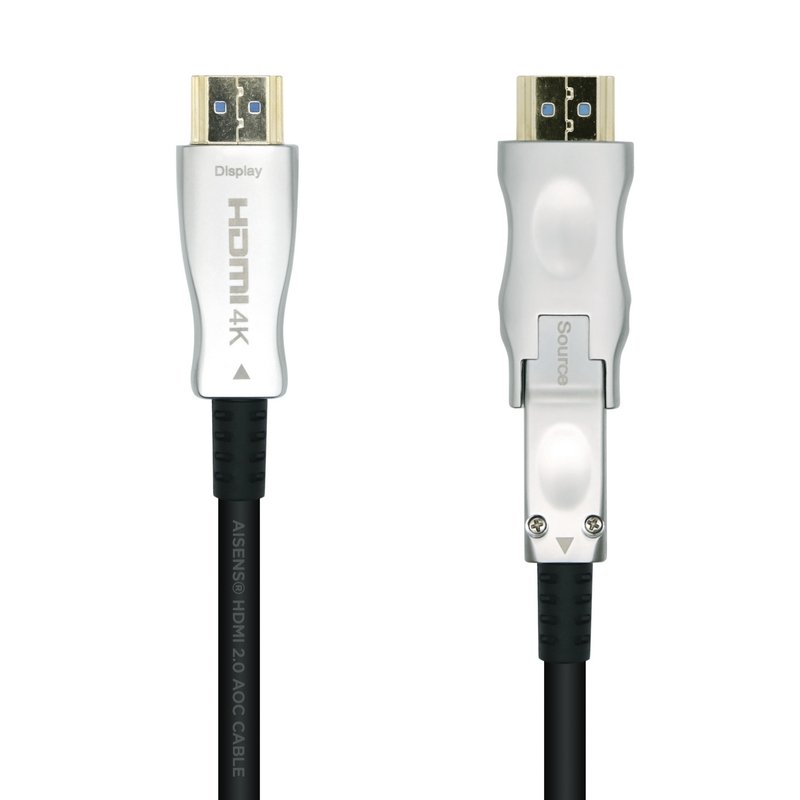 AISENS Cable HDMI V2.0 AOC Desmontable Premium Alta Velocidad / HEC 4k@60Hz 4:4:4 18Gbps, A/M-D/A/M, Negro, 50m