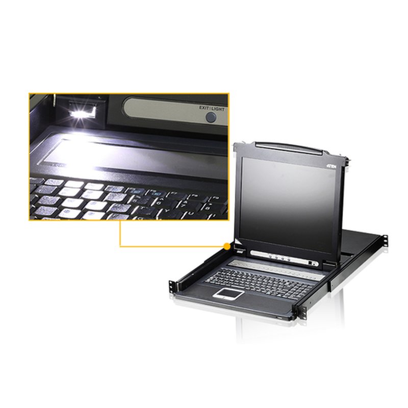 ATEN Consola LCD single rail con switch KVM integrado VGA PS/2-USB de 16 puertos - Imagen 3