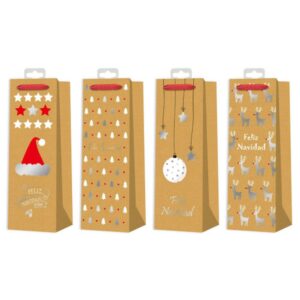 BOLSA BOTELLAS NAVIDAD KRAFT&FOIL BISMARK 332863 | PACK 12 UNIDADES