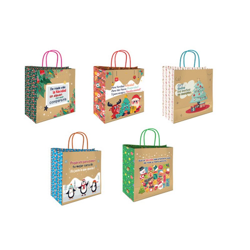 BOLSA KRAFT NAVIDAD MENSAJES BISMARK 331662 | PACK 25 UNIDADES BOLSA KRAFT NAVIDAD MENSAJES BISMARK 331662 | PACK 25 UNIDADES