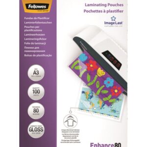 FUNDA PLASTIFICAR FELLOWES 80 MICRAS A3 100H