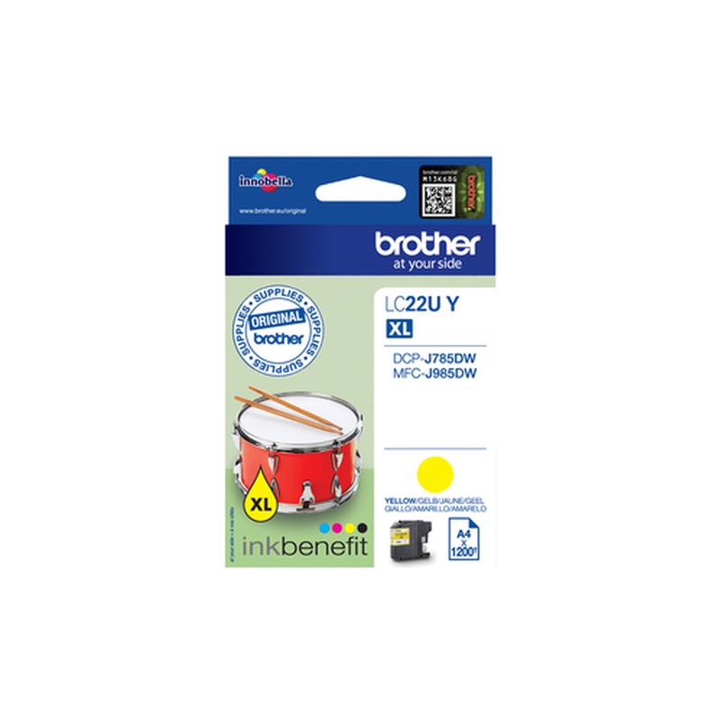 Brother LC22UY cartucho de tinta 1 pieza(s) Original Amarillo