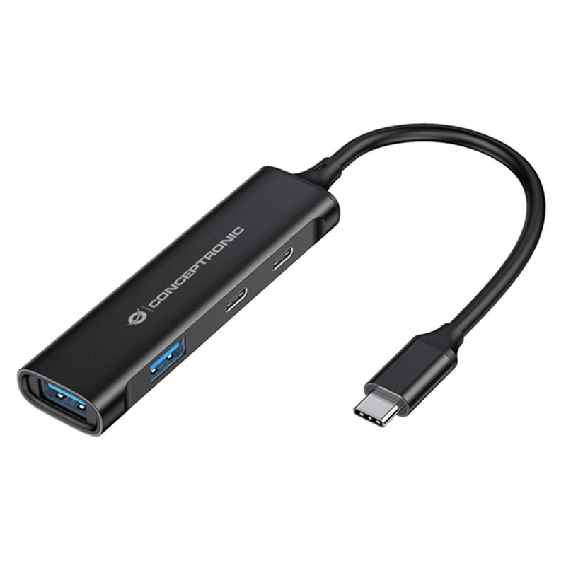 Conceptronic HUBBIES12B hub de interfaz USB 3.2 Gen 1 (3.1 Gen 1) Type-C 5000 Mbit/s Negro