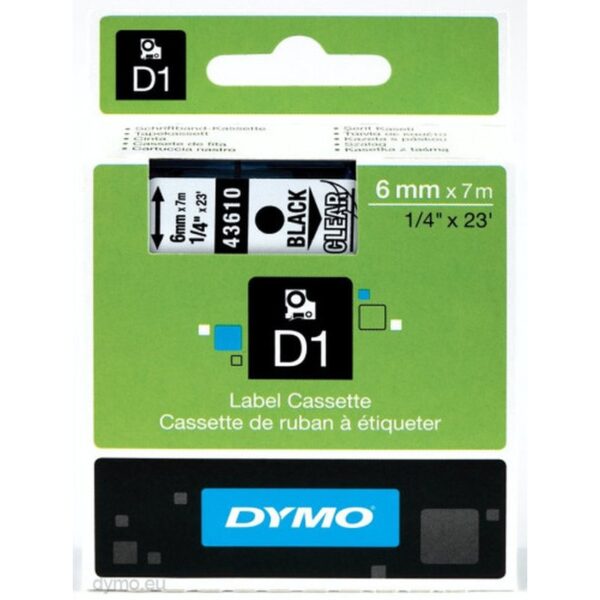 D1 - CINTAS DYMO 6MMX7M NEG/TRANSP