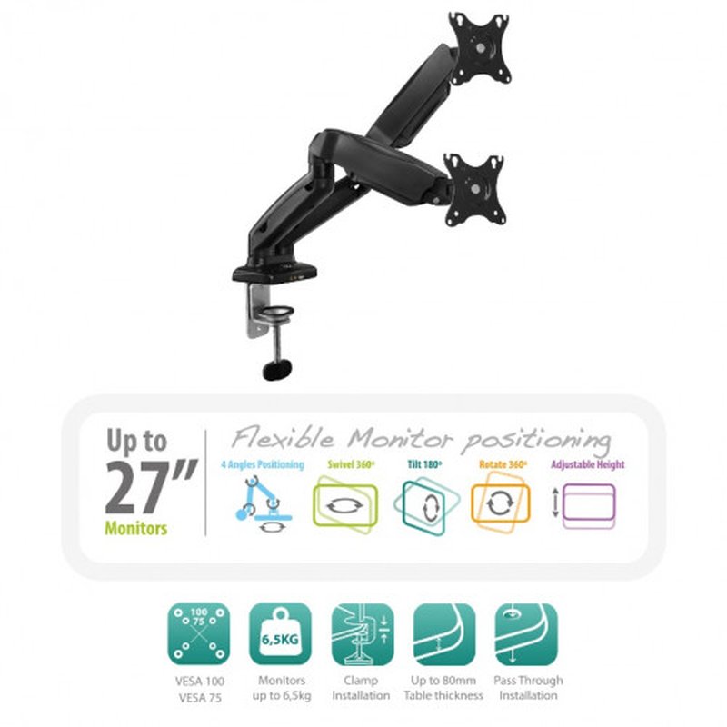 Ewent EW1516 soporte para monitor 81,3 cm (32") Negro Escritorio - Imagen 2