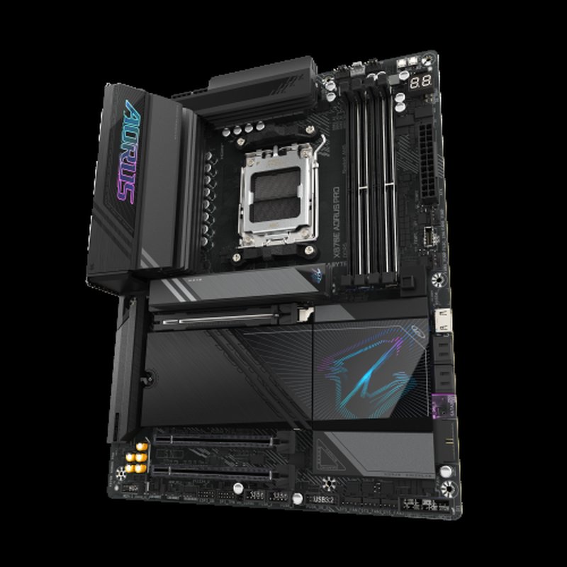 GIGABYTE Placa base X870E AORUS PRO - Compatible con CPUs AMD Ryzen 9000, VRM digital de 16+2+2 fases, hasta 8000MHz DDR5 (OC), 4xPCIe 5.0 + 4xM.2, Wi-Fi 7, LAN 2.5GbE, USB 3.2 Gen 2x2 - Imagen 4
