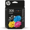 HP Paquete de 2 Cartuchos de Tinta Original 308 negra/tricolor