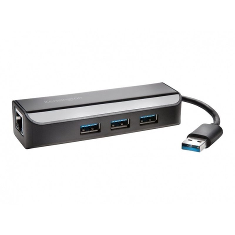 Kensington Adaptador UA3000E USB 3.0 Ethernet y hub de 3 puertos: negro Kensington Adaptador UA3000E USB 3.0 Ethernet y hub de 3 puertos: negro