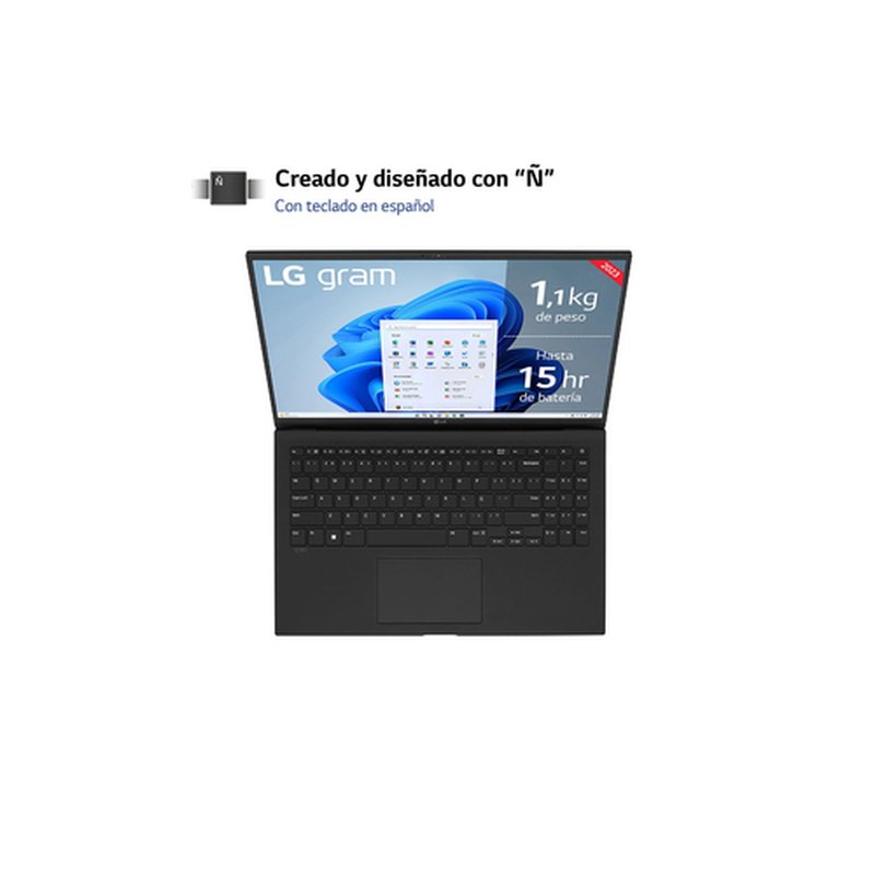 LG Gram 15Z90R i7-1360P Portátil 39,4 cm (15.5") Full HD Intel® Core™ i7 32 GB LPDDR5-SDRAM 512 GB SSD Wi-Fi 6E (802.11ax) Windows 11 Pro Negro - Imagen 2