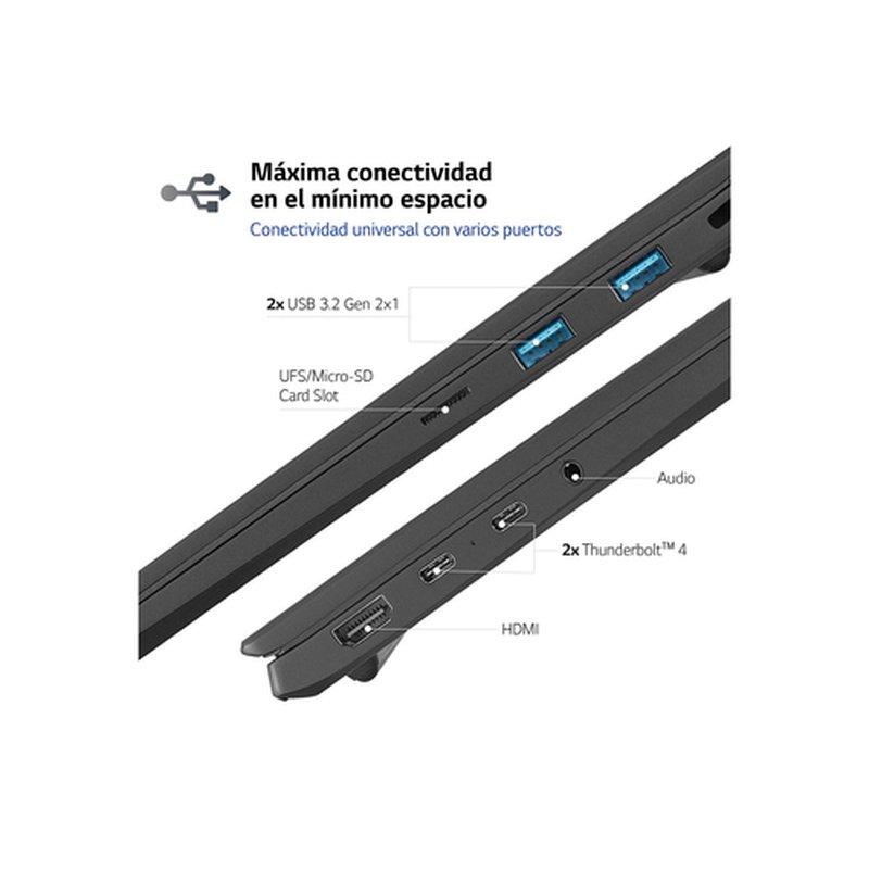 LG Gram 15Z90R i7-1360P Portátil 39,4 cm (15.5") Full HD Intel® Core™ i7 32 GB LPDDR5-SDRAM 512 GB SSD Wi-Fi 6E (802.11ax) Windows 11 Pro Negro - Imagen 6