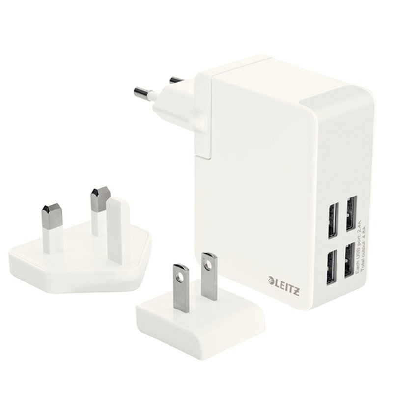 Leitz Cargador de pared USB Traveller Complete de con 3 enchufes y 4 puertos USB