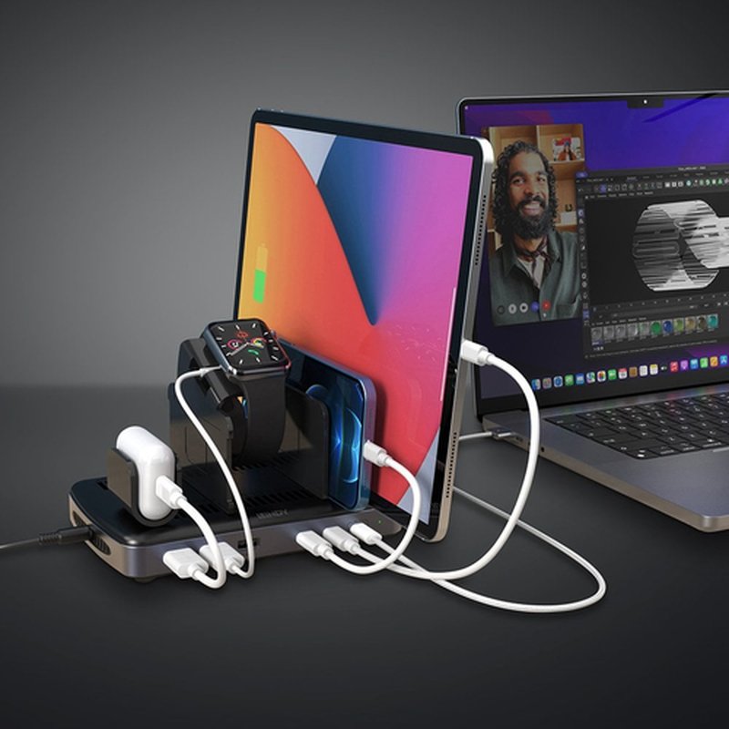 Lindy 73436 organizador para estación de carga Independiente Aluminio, Plástico Negro, Gris - Imagen 4