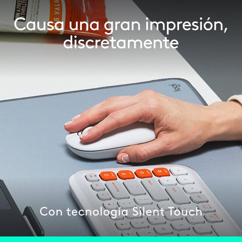 Logitech POP Mouse, ratón inalámbrico Bluetooth compacto y portátil con botones programables y clics discretos, tecnología Easy-Switch para alternar hasta 3 dispositivos, portátil, tablet, PC: Blanco - Imagen 5