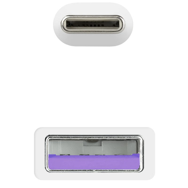 Nanocable Cable USB 2.0 3A, tipo USB-C/M-A/M, Blanco, 1 m - Imagen 4