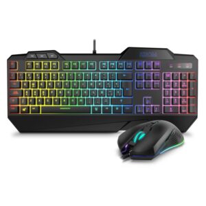 TECLADO + MOUSE KROM GAMING KRUSHER RGB SEMI-MECANICO RETROILUMINADO USB BLACK