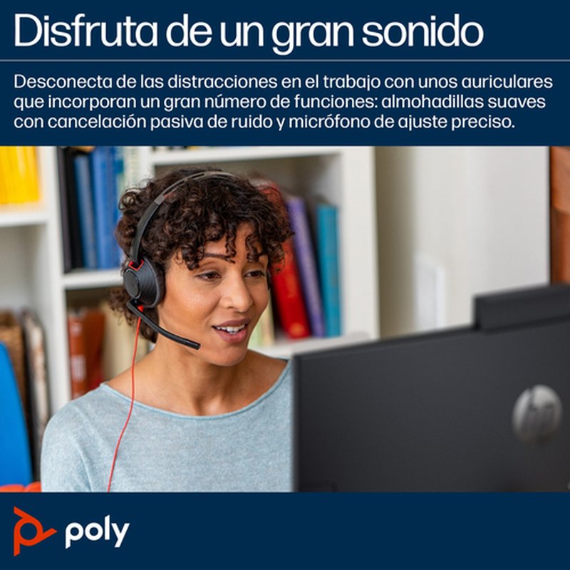 POLY Auriculares Blackwire 5210 monaural USB-C + conector de 3,5 mm + adaptador USB-C/A - Imagen 3