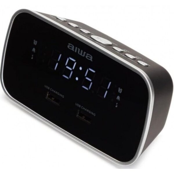 RELOJ DESPERTADOR AIWA CRU-19 RADIO 2XUSB BLACK