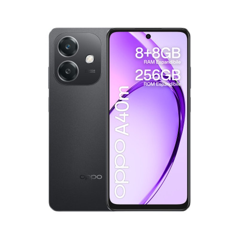 OPPO A40M 16,9 cm (6.67") SIM doble Android 14 4G USB Tipo C 8 GB 256 GB 5100 mAh Negro OPPO A40M 16,9 cm (6.67") SIM doble Android 14 4G USB Tipo C 8 GB 256 GB 5100 mAh Negro