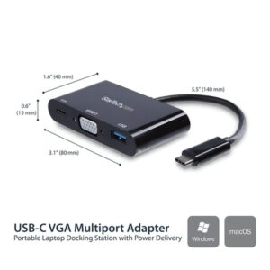 Alternative view of StarTech.com Adaptador Multifunción USB-C a VGA con Entrega de Potencia (Power Delivery) y Puerto USB-A