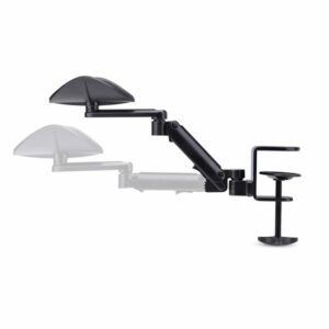 StarTech.com Apoyabrazos Ajustable para Escritorio de Oficina - Reposabrazos de Rotación de 360 Grados - Instalación con Mordaza - sin Perforaciones - Ergonómico - Negro