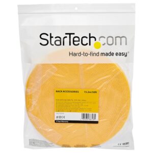 StarTech.com Bobina de 15,2m de Gancho y Bucle - Tiras Reutilizables de Gancho y Bucle - Cinta Sujetacables - Envolturas Ajustables de Tela para Gestión de Cableado - Amarillo