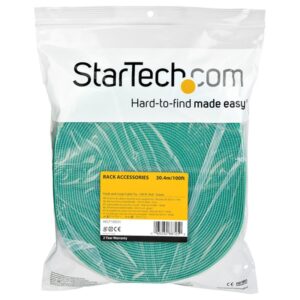 StarTech.com Bobina de 30,48m de Gancho y Bucle - Tiras Reutilizables de Gancho y Bucle - Cinta Sujetacables - Envolturas Ajustables de Tela para Gestión de Cableado - Verde