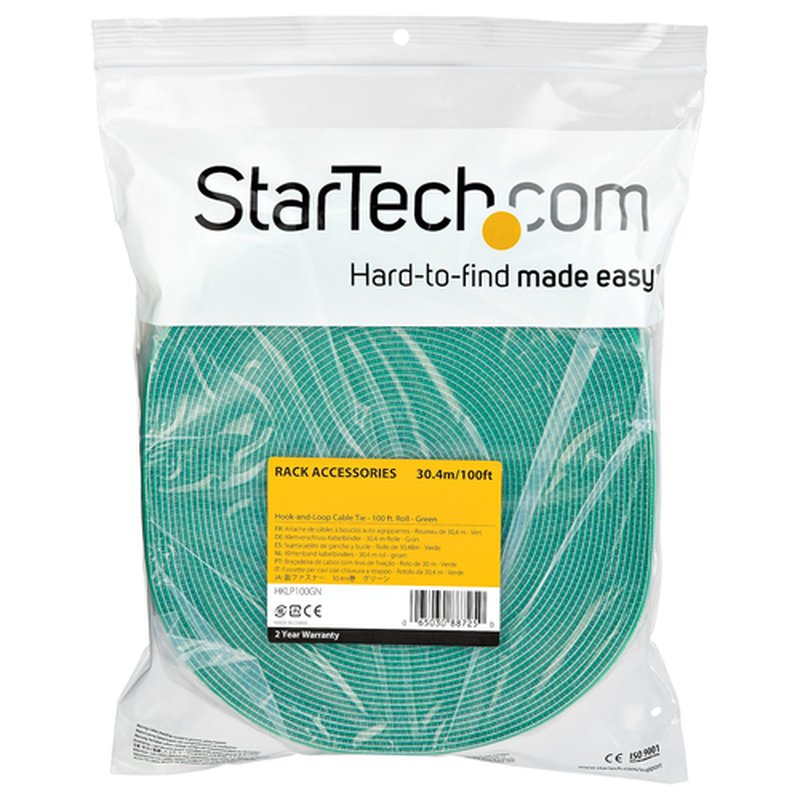StarTech.com Bobina de 30,48m de Gancho y Bucle - Tiras Reutilizables de Gancho y Bucle - Cinta Sujetacables - Envolturas Ajustables de Tela para Gestión de Cableado - Verde - Imagen 4
