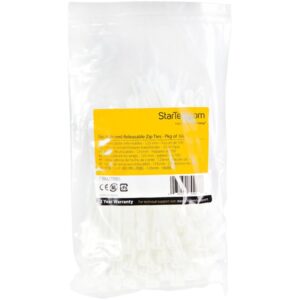 StarTech.com Bridas reutilizables de 12cm para cables - 7 mm de ancho, 30 mm de diámetro, soportan 22 kg de tensión, de nylon, para interior/ext., 94V-2/UL, paquete de 100 - blancas StarTech.com Bridas reutilizables de 12cm para cables - 7 mm de ancho, 30 mm de diámetro, soportan 22 kg de tensión, de nylon, para interior/ext., 94V-2/UL, paquete de 100 - blancas