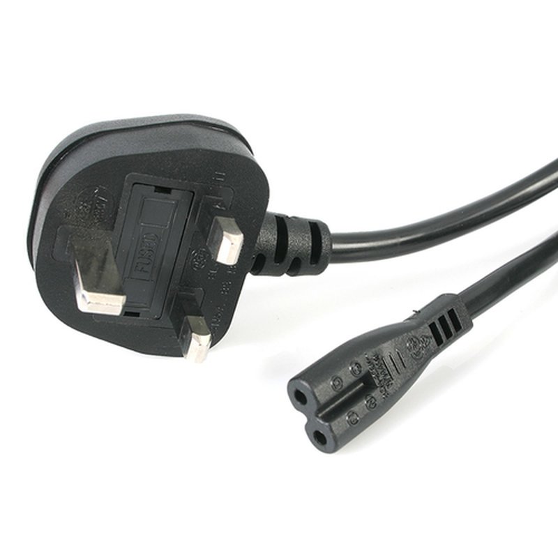 StarTech.com Cable de 1m de Alimentación para Portátiles, Enchufe BS1363 A C7, 2,5A 250V, 18AWG, Cable de Repuesto para Cargador de Portátiles, Cable para Impresoras, para Reino Unido, UL