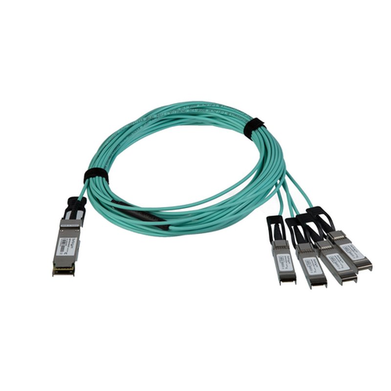 StarTech.com Cable de 5m AOC Compatible con Cisco QSFP-4X10G-AOC5M - 40G 1x QSFP+ a 4x SFP+ - Fibra Óptica Activa QSFP+ de 40GbE- C9300 C3850 - Imagen 2