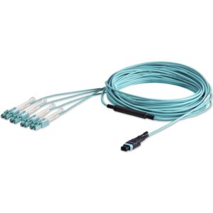 StarTech.com Cable de 5m de Fibra Óptica Dúplex Multimodo MTP(F)/PC a 4x LC/PC Multiconector OM3 - OFNP - Tipo A 8F - 50/125µm LOMMF - Redes de 40G - Baja Pérdida de Inserción -MPO