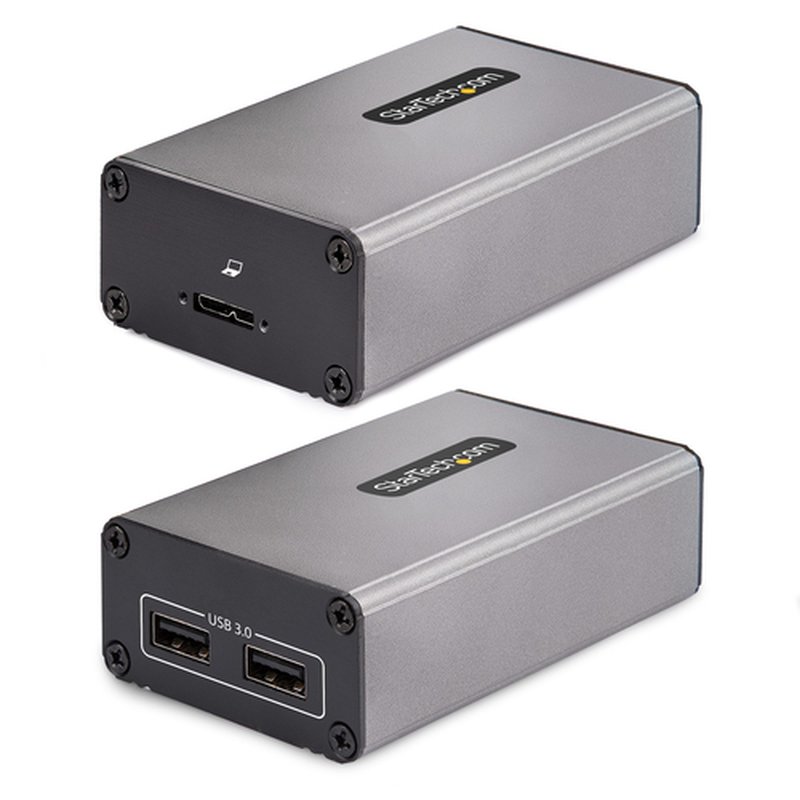 StarTech.com Extensor USB 3.0 de 2 Puertos sobre Fibra Multimodo OM3 - LC/LC - Hub de 2 Puertos USB-A de 5Gbps - Alcance de 350m - Alargador USB de Fibra Óptica - Extensor Óptico