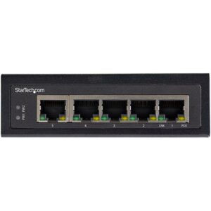 StarTech.com Switch Conmutador Industrial Ethernet Gigabit de 5 Puertos PoE no Gestionado de Servicio Pesado GbE PoE+ IP30 (IESC1G50UP)